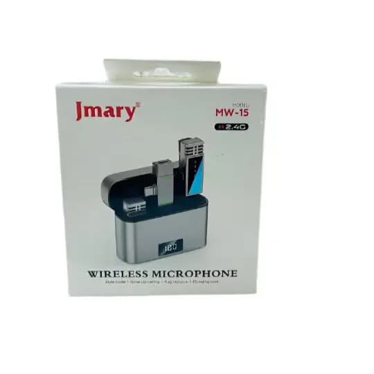Jmary MW-15 Wireless Microphone – Dual Mic with Charging Case