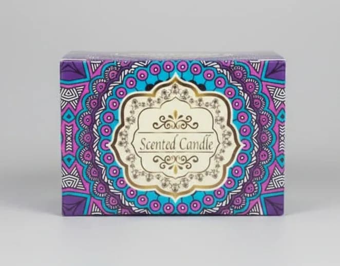 Natural Soy Scented Candle in Decorative Mandala Box – Aromatherapy Gift