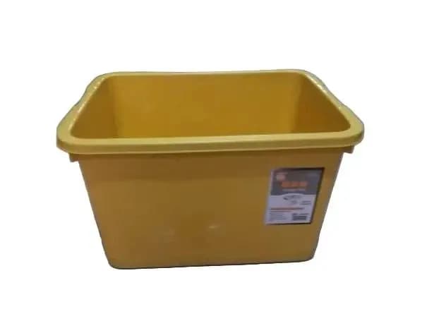 Yellow Square Plastic Basin Storage Cabinet 45L with its lid(cover) in green color