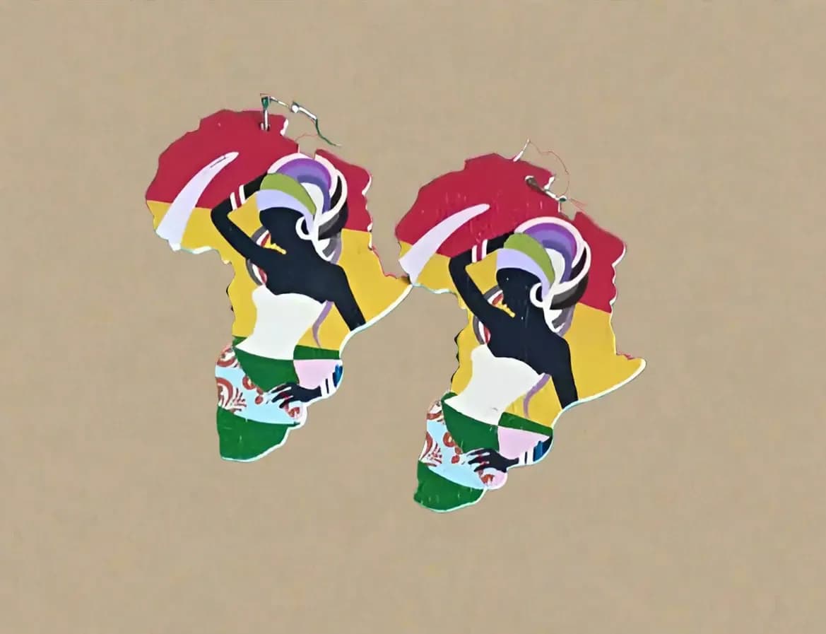 African Woman Map Earrings
