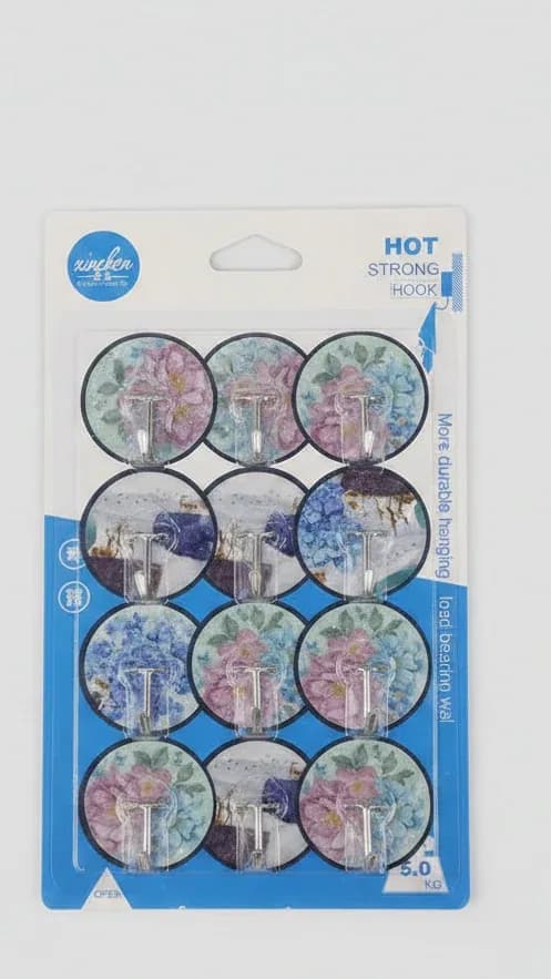 Decorative Adhesive Wall Hooks (12 Pieces)