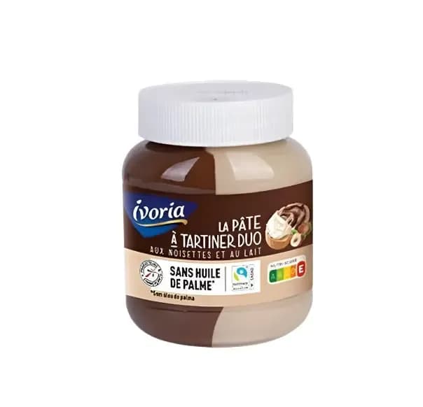 Ivoria Hazelnut Spread Duo (Pâte à tartiner aux noisettes Et Au Lait) 400g