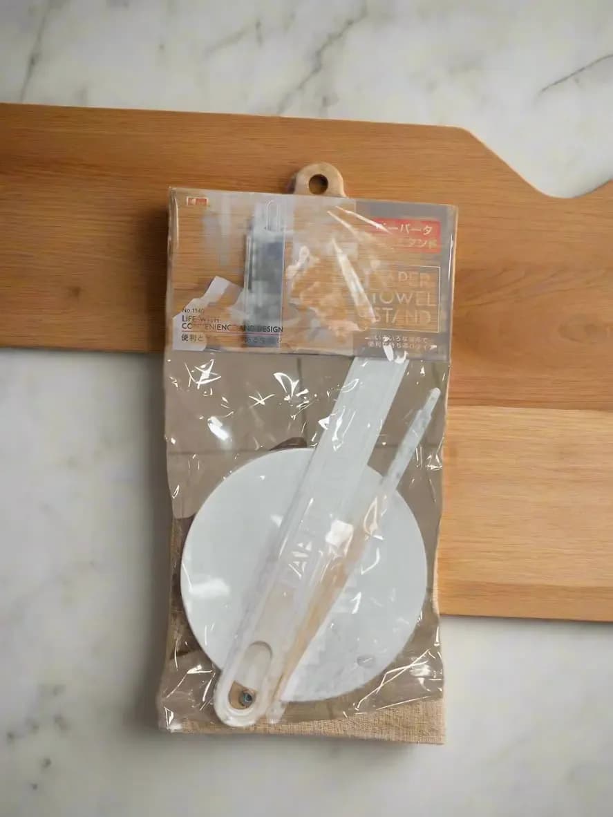 Sleek White Paper Towel Stand