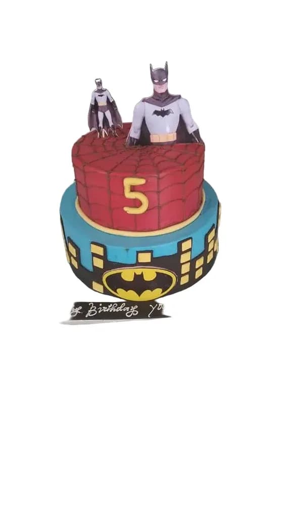 Superhero Themed Two-Tier Birthday Cake