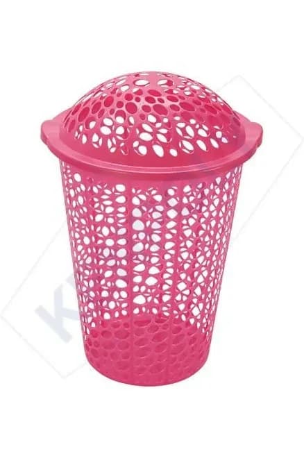 Plastic Mesh Laundry Basket with Lid