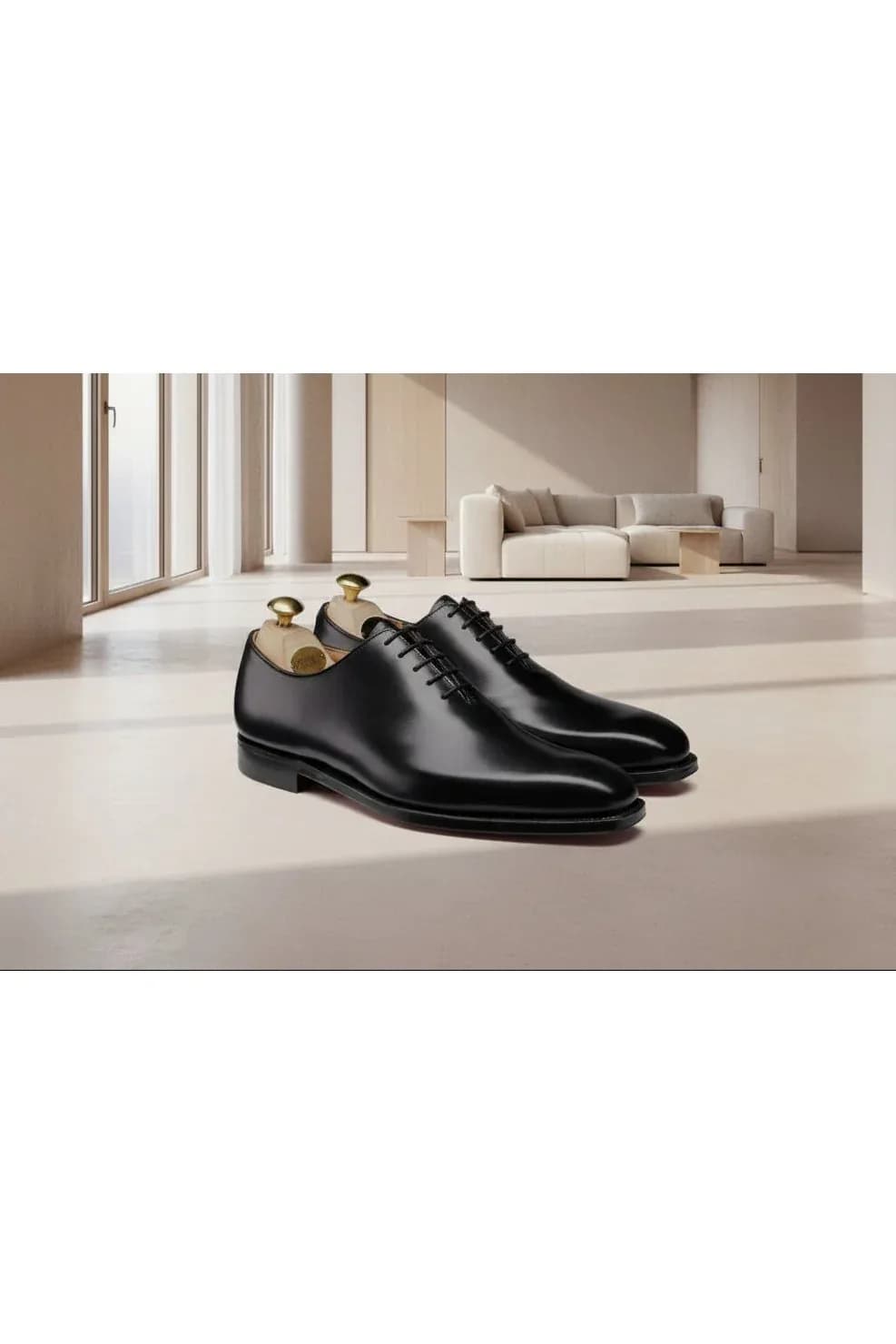 Black Leather Wholecut Oxfords Shoes size 40-45