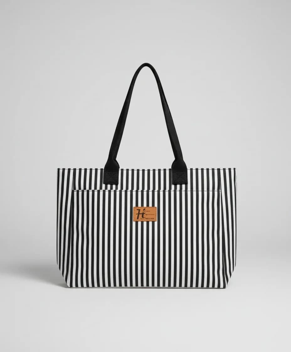 Black & White Striped Tote Bag