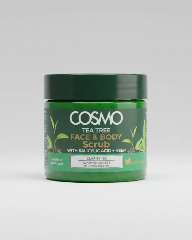 Cosmo Tea Tree Face & Body Scrub with Salicylic Acid + Neem (500ml)