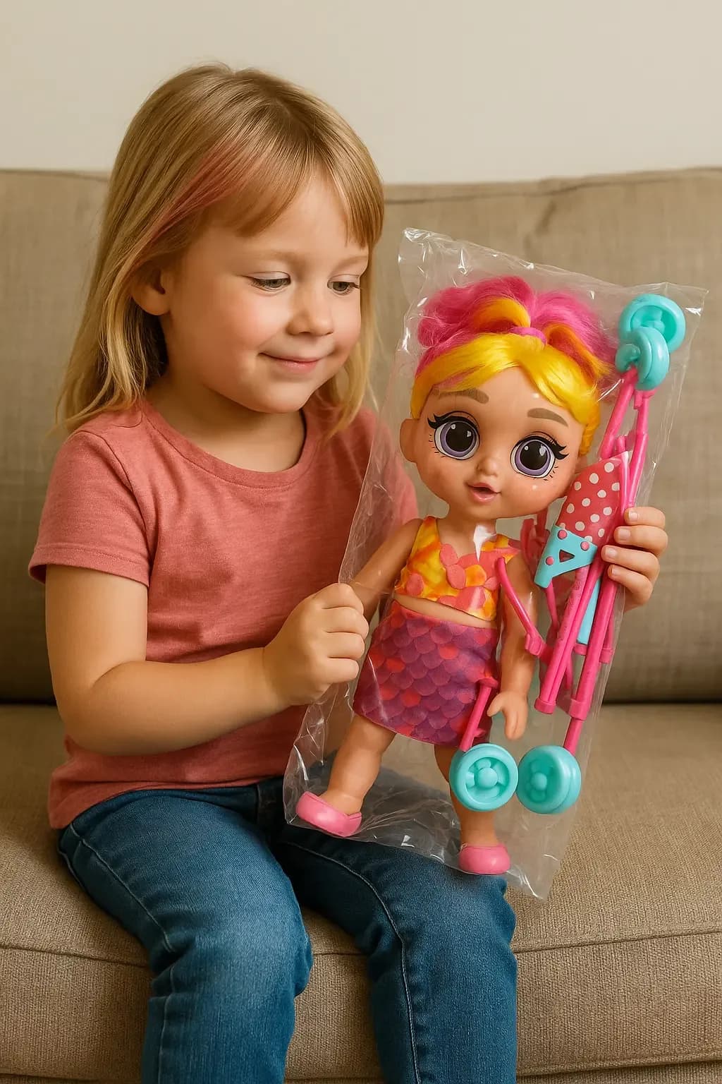 Mermaid Magic Doll with Stroller Set - Colorful Playtime Fun for Kids