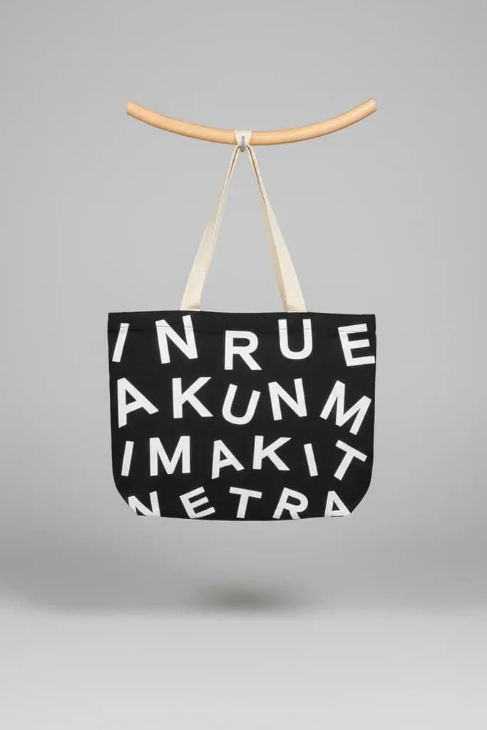 Marimekko Unikko Pattern Inspired Text Tote Bag