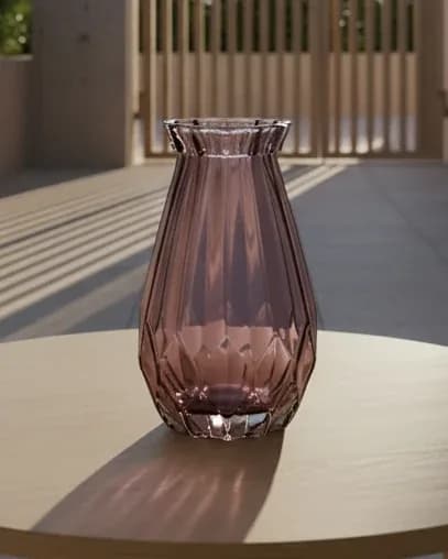 Ribbed Mauve Glass Vase