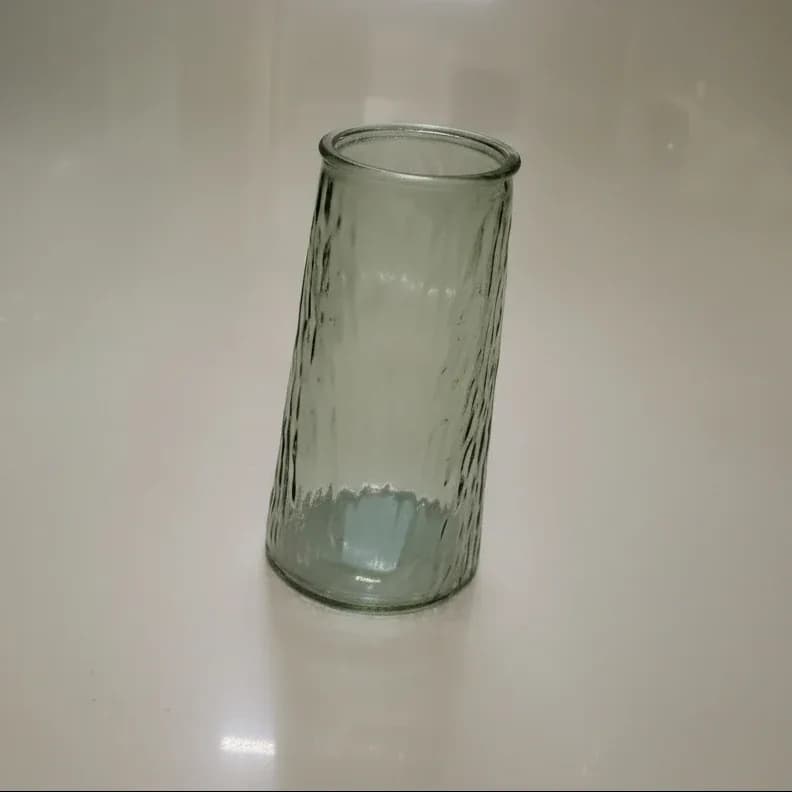 Textured Cylindrical Glass Vase (Pale Green)