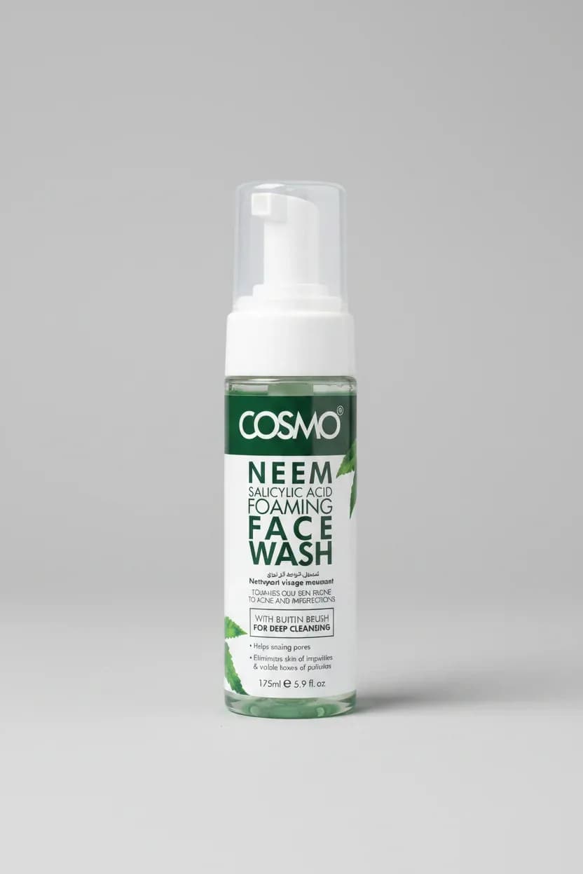 COSMO Neem & Salicylic Acid Foaming Face Wash with Built-In Brush (175ml)
