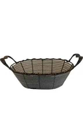 Oval Wicker Basket with Handles (Beige & Brown