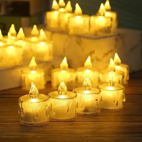 Clear Tea Light Frameless Electric Candle Decoration Long Lasting LED Battery /24pcs