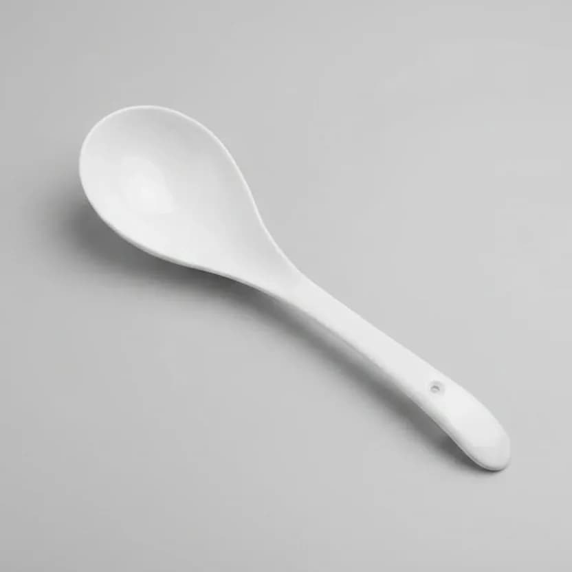 White Ceramic Soup Ladle / Serving Spoon