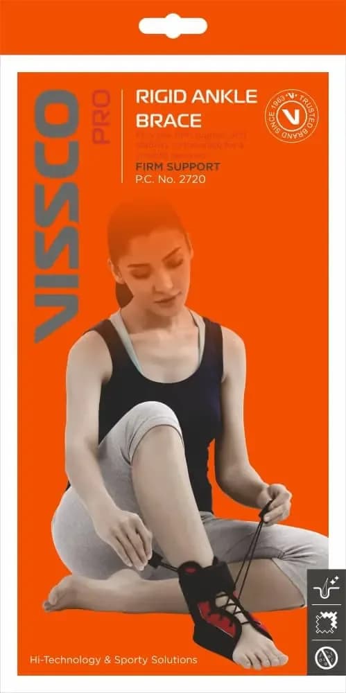 Vissco Pro Black Rigid Ankle Brace with Firm Support