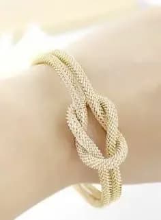 Quality Gold Plated Knotted Cuff Bangle Bracelet