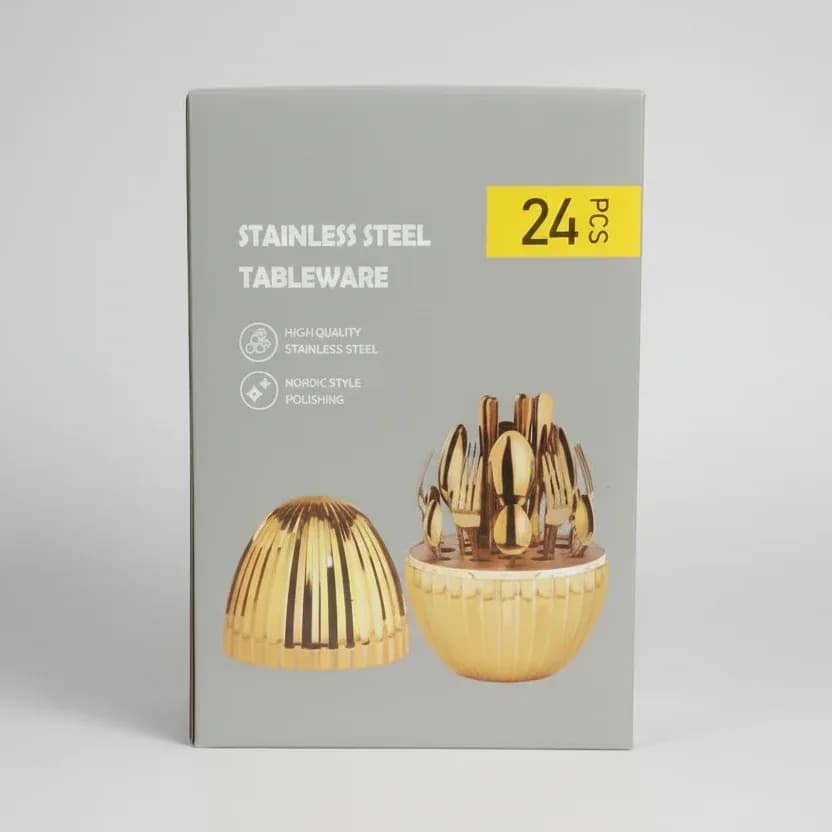 24-Piece Gold Stainless Steel Tableware Set