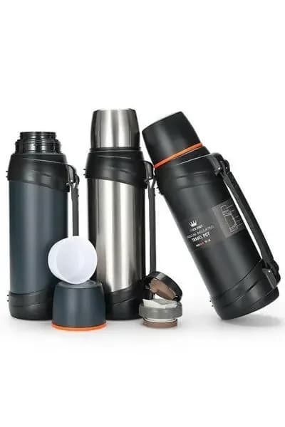 Double Wall Thermos Vacuum Flask, Insulated Stainless Steel with Belt 2.5 L