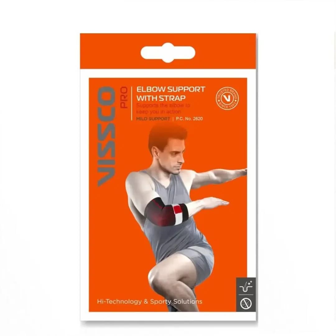 Vissco Pro Black Elbow Support with Strap