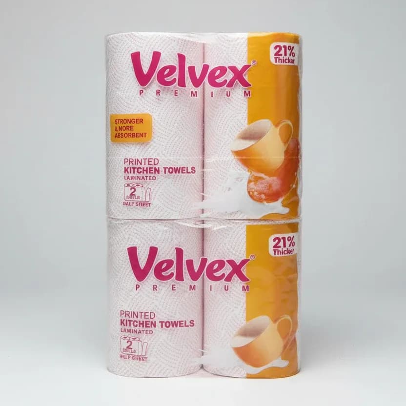 Velvex Kitchen Towels Premium 21% Thicker 2Rolls
