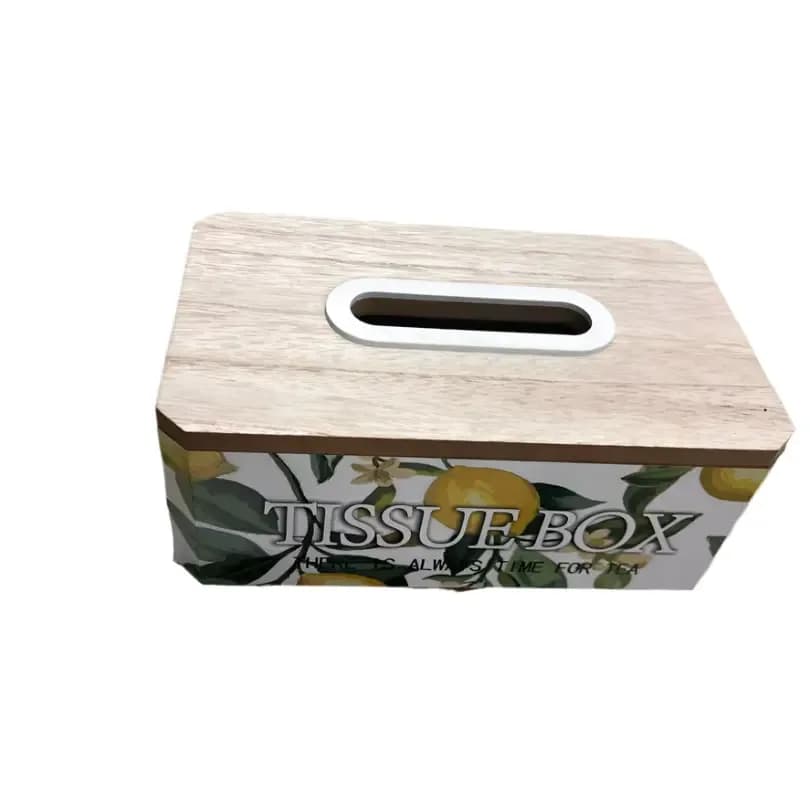 Lemon Bliss Tissue Box with Wooden Lid
