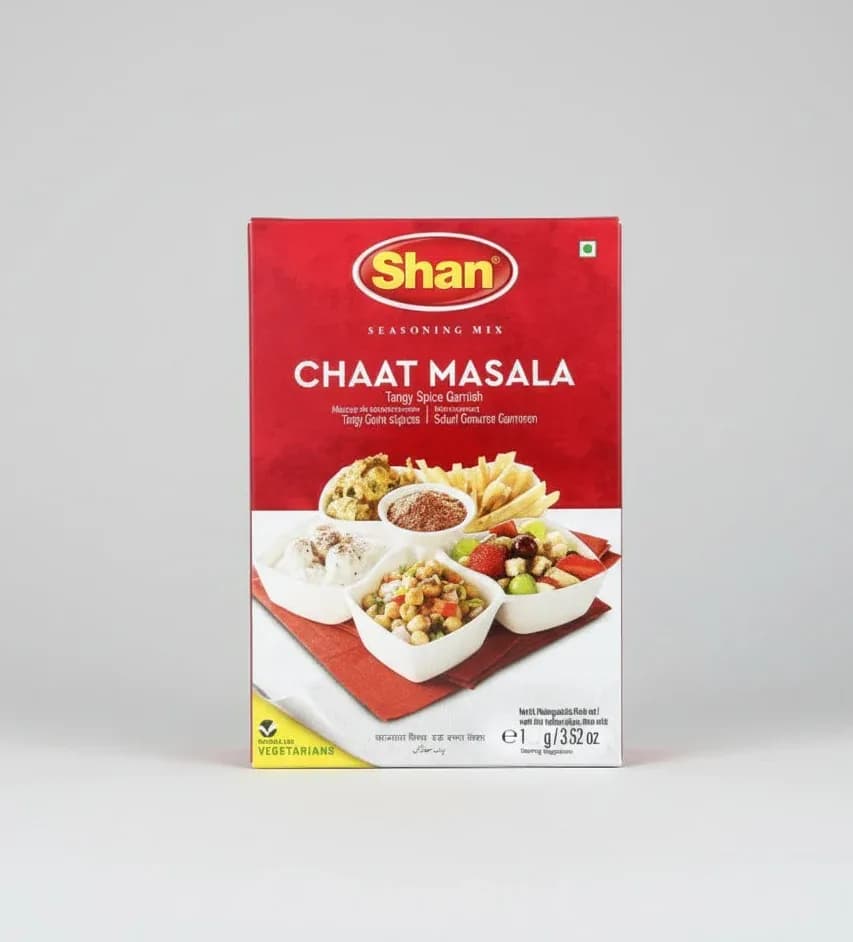 Shan Chaat Masala Seasoning Mix – Tangy Spice Garnish 100g