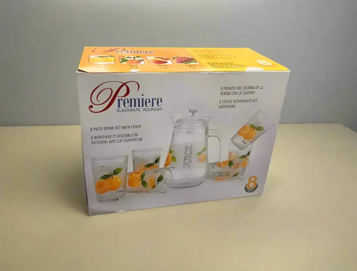 Premiere Glassware Indonesia 8 Piece Drink Set with Cover