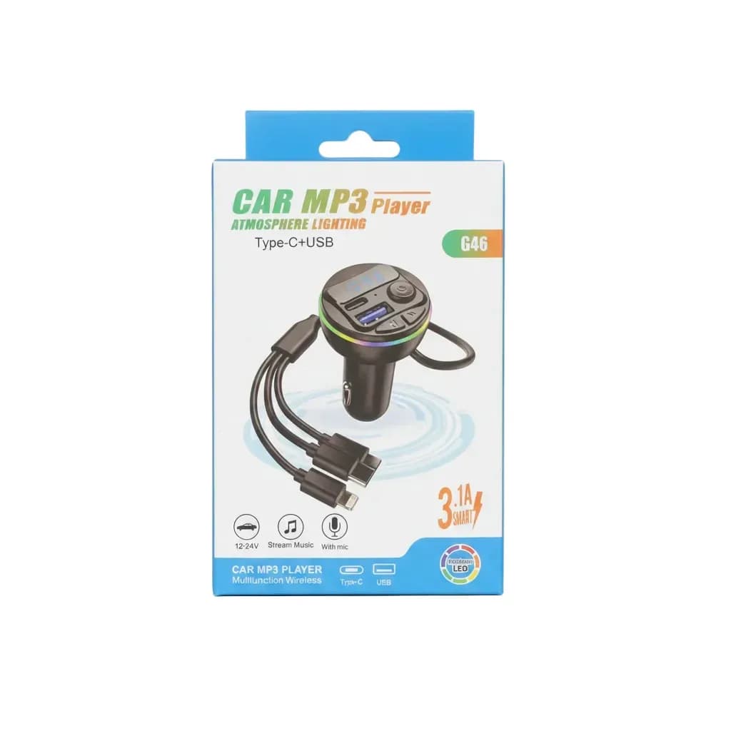 G46 Wireless Car MP3 Player & Fast Charger with Rainbow LED