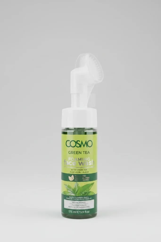 COSMO Green Tea Foaming Face Wash with Built-In Brush (175ml)