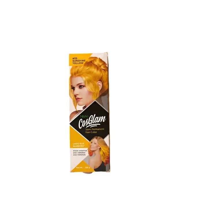Nisha CosGlam Semi-Permanent Hair Color Sunshine Yellow – 120g