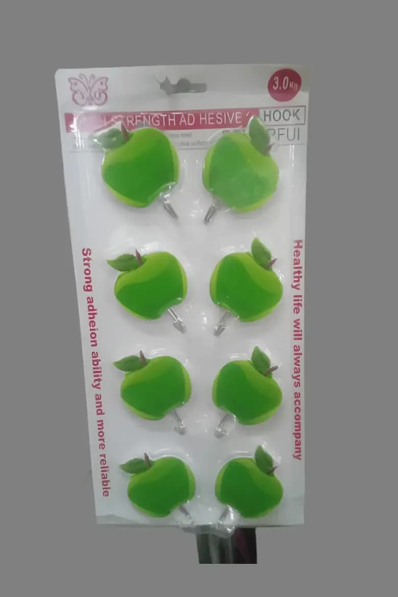 Wall Hook Hanger Plastic Apple Adhesive 8Pcs