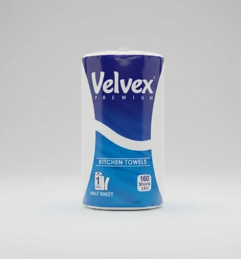 Velvex Premium Kitchen Towel – Extra Absorbent 2-Ply Roll