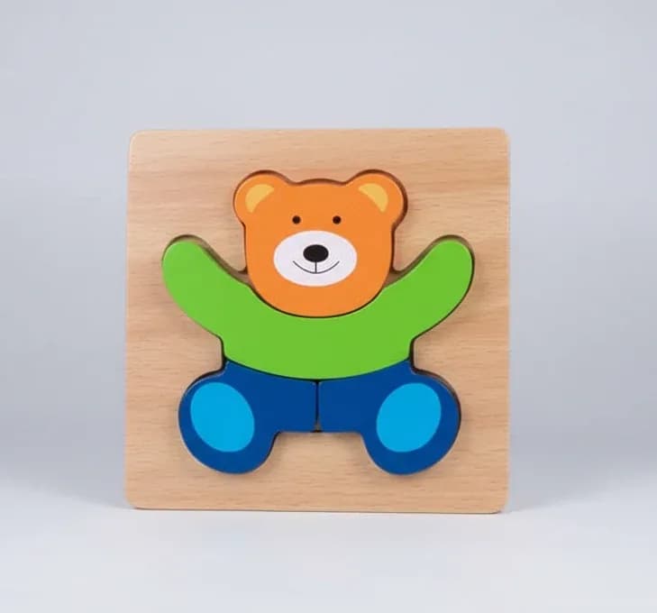 Wooden 3D Bear Jigsaw Puzzle Board – Educational Toy for Toddlers