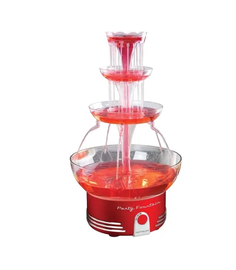 NOSTALGIA Retro Lighted Party Fountain – Red Deluxe
