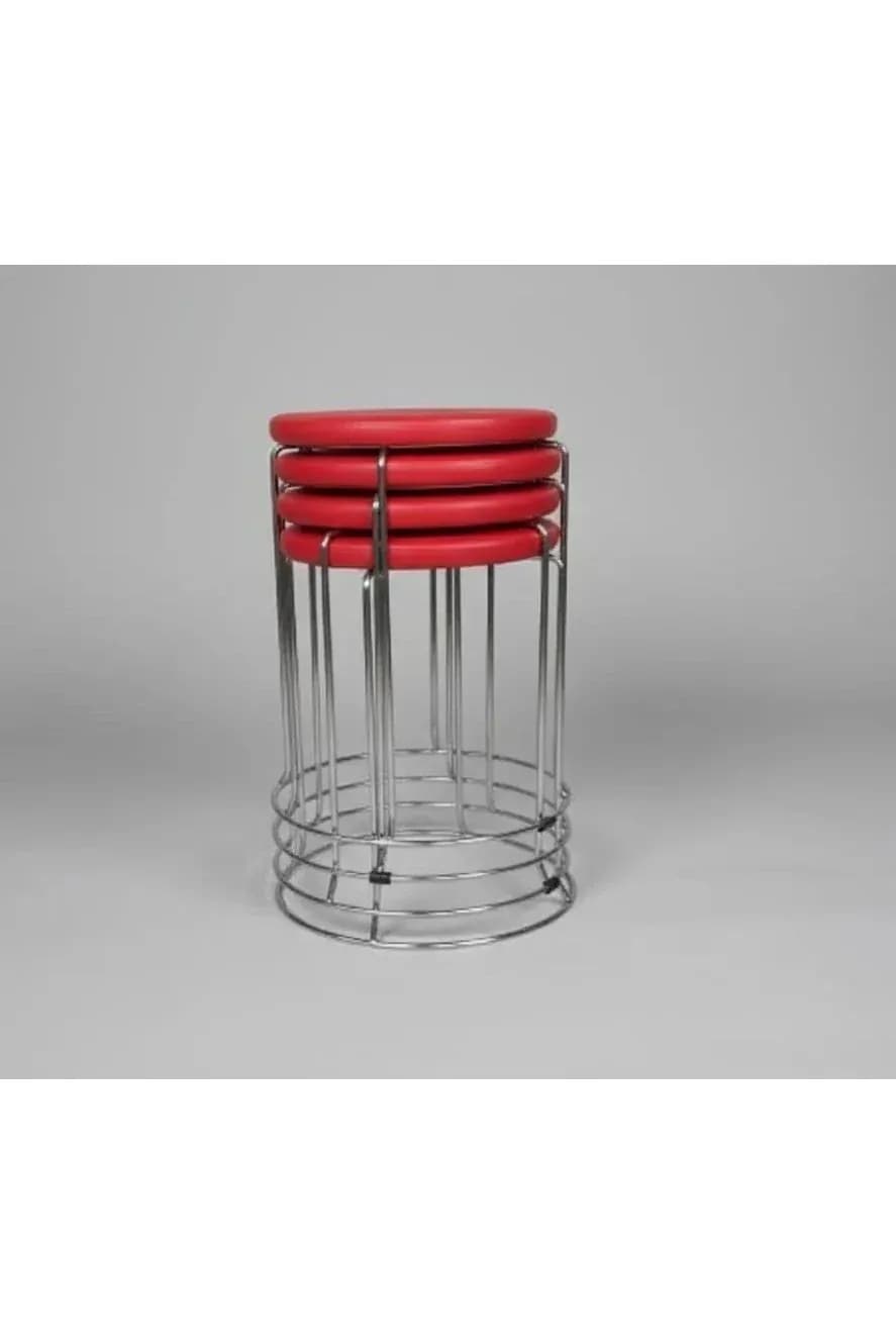 Fiber Seat Iron Rod Round Stool – Durable Stainless Steel Seating 1PCS