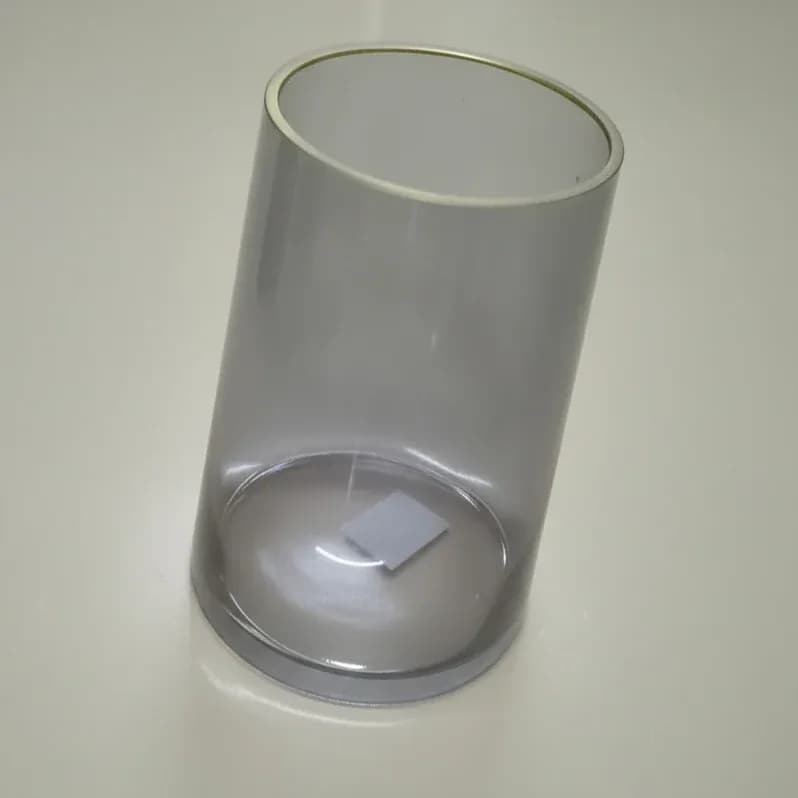 Grey Cylindrical Glass Vase (Gold Rim)