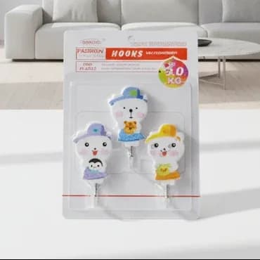 WANXIN Adhesive Cartoon Hooks (3-Piece Set)