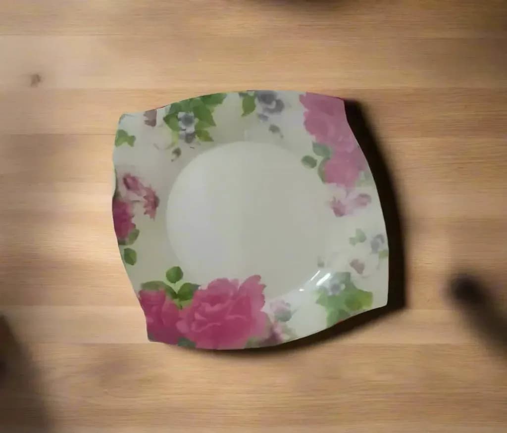 Floral Square Melamine Plate – Rose Print Design