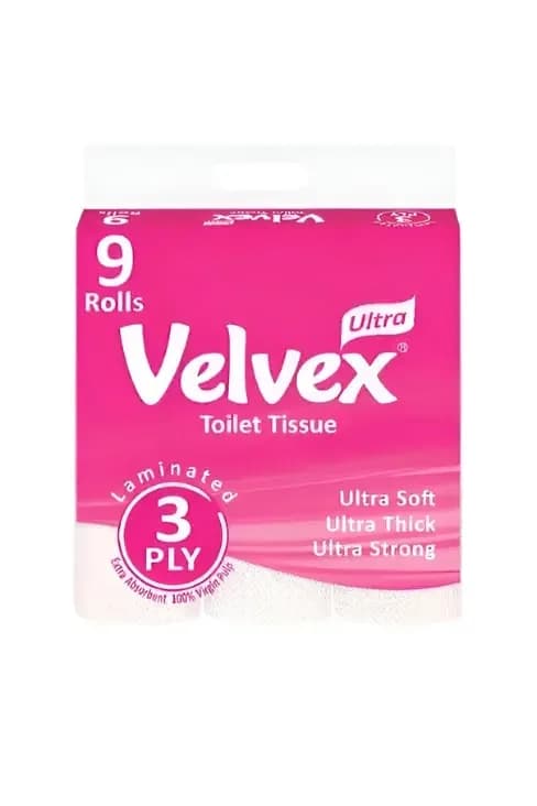 Velvex Ultra 3 Ply Printed Toilet Tissue 9 Roll