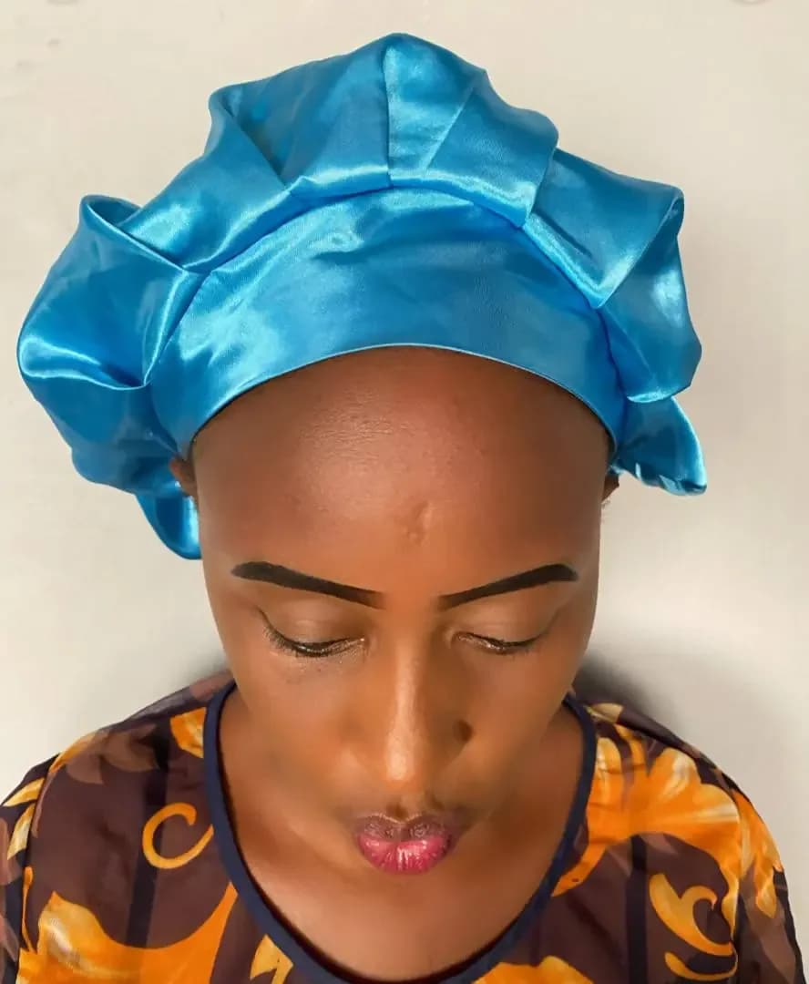 Blue Satin Bonnet