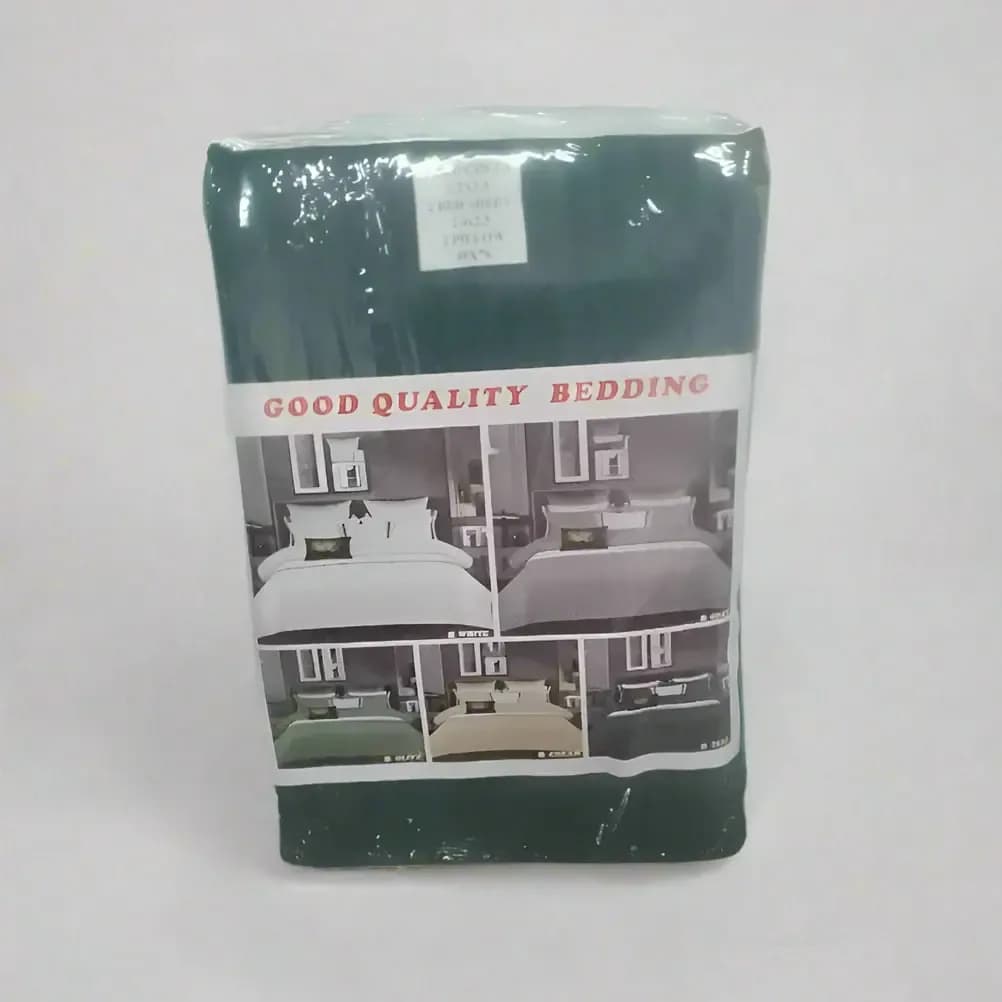 Quality Bedding Set Grey - 1 Bed Cover + 2 Bed Sheets + 2 Pillowcases