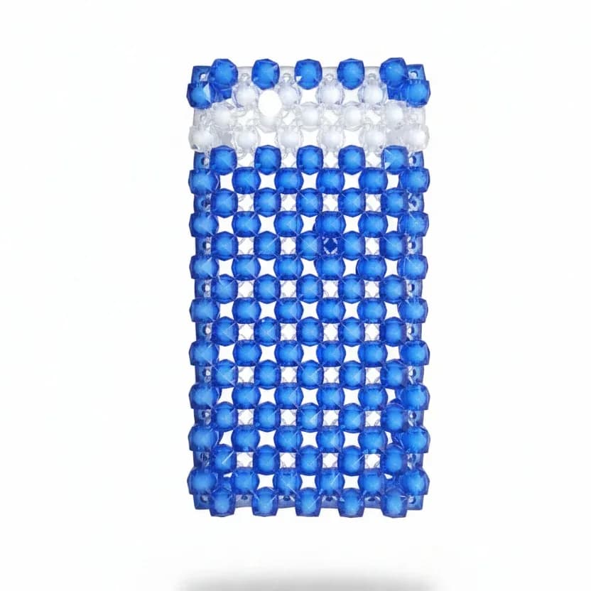 Handmade Blue and White Beaded Pen Pouch