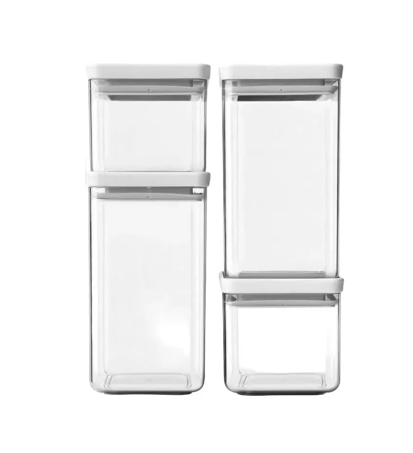 Brabantia Tasty+ Stackable Square Canister Set 4 pcs Light Grey