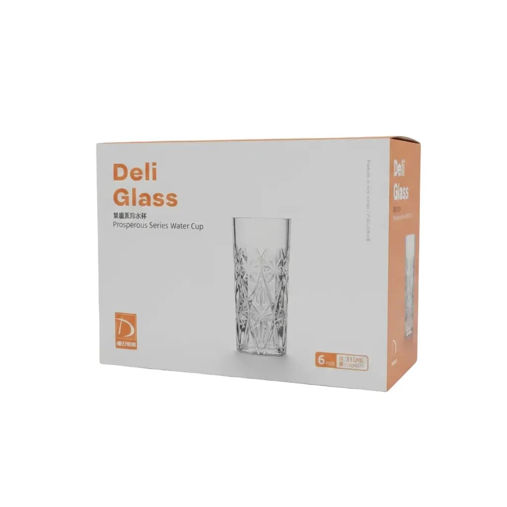 Deli Glass Series Water Cup Set (6 Pcs - 335ml)