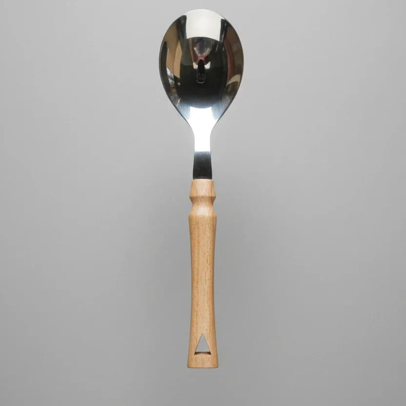 Stainless Steel Serving Spoon with Wooden-Look Handle