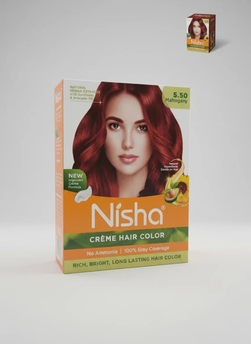 NISHA CREME HAIR COLOR 5.50 MOHOGANY
