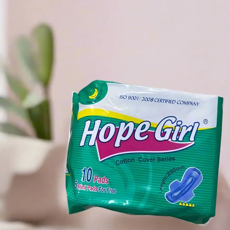 Hope Girl & lady's Cotton Cover Series Sanitary Pads - 290mm, 10 Pads + 5 Mini Pads Free