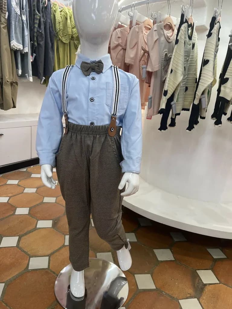 4-piece boys' clothing sets shirt, bow tie and braces, christening suit, toddler festive suit